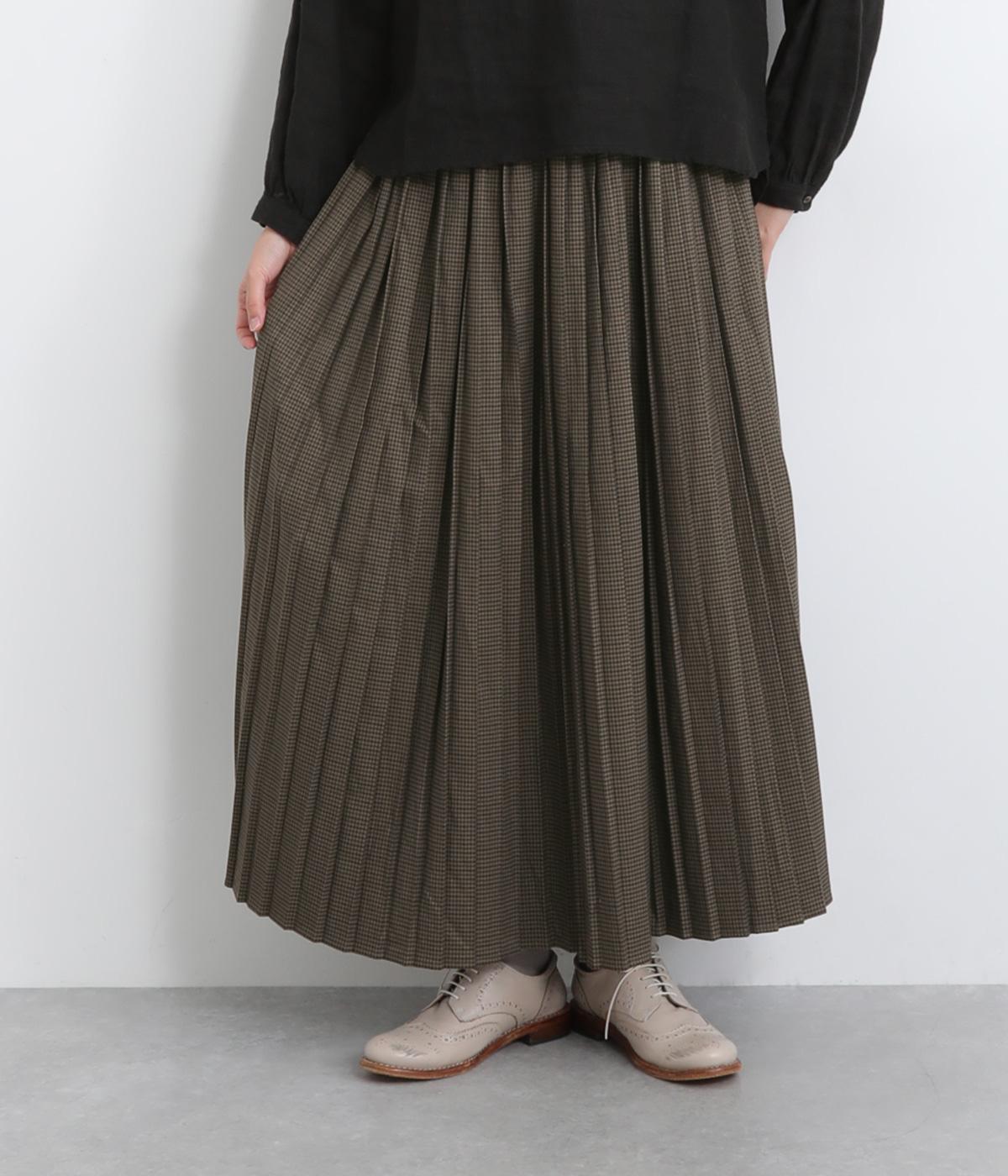 裏起毛チェックプリーツスカート(ブラウンチェック-F)