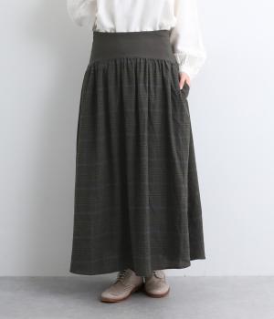 起毛チェックウエストテレコスカート(グレーチェック-F)