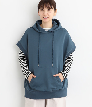 裏毛スエットフーディーベスト