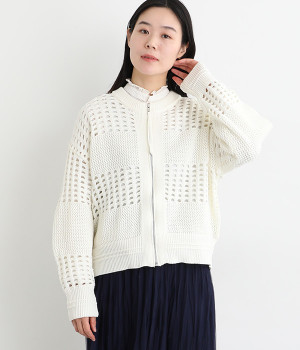 アクリルバルキーメッシュカーディガン(オフ-ONESIZE)