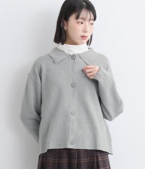 襟付きニットカーディガン