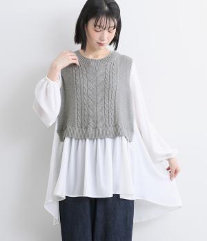 ケーブルニットドッキングチュニック