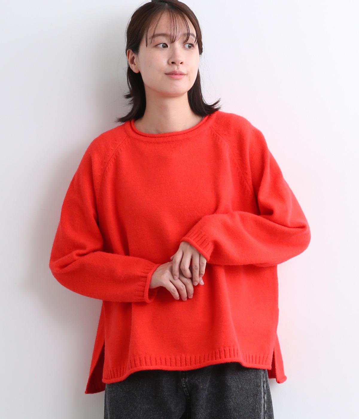 ボートラグランニットプルオーバー(オレンジ-F)