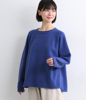 ボートラグランニットプルオーバー(ブルー-F)