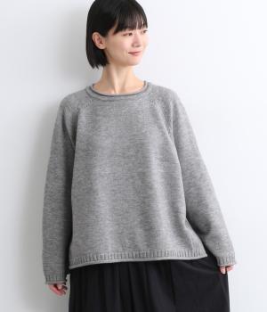 ボートラグランニットプルオーバー(杢グレー-F)