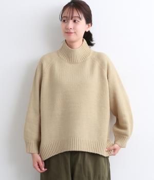 ハイネック立体袖ニットプルオーバー