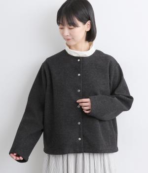 カットメルトンメルトンクルーカーディガン(チャコール-F)