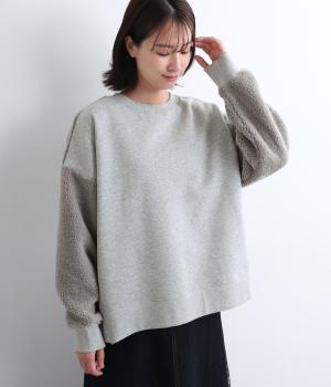裏毛×ボアスリーブオーバーサイズプルオーバー