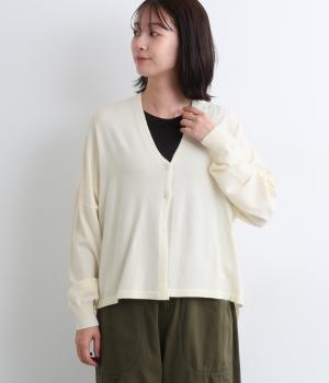 エラスキンゆったりポンチョカーディガン(オフ-F)