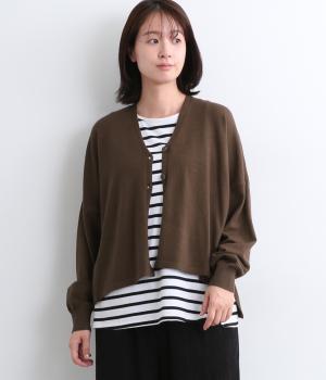 エラスキンゆったりポンチョカーディガン(ブラウン-F)