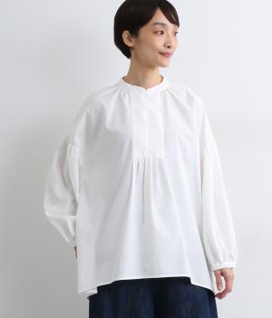 テンセルレーヨンブザム切替タックチュニックブラウス(オフ-F)