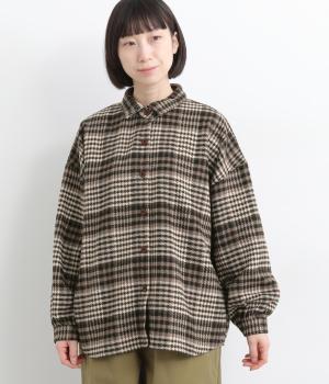 厚手ネルチェック起毛シャツ(ブラウン-F)
