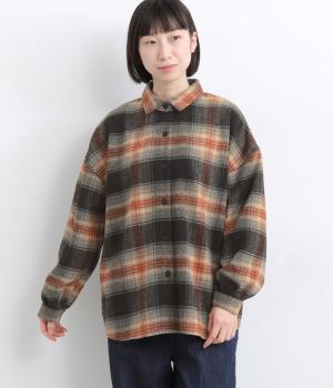 厚手ネルチェック起毛シャツ(ブラック-F)