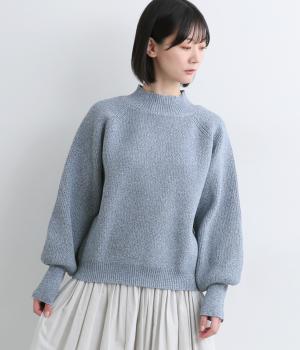 ポリウーリーMIXニット(ブルー-F)