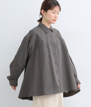 ウォッシュブロード立体テントチュニック(チャコールグレー-F)