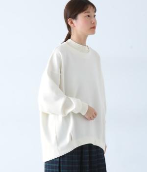 ダンボールニット重ね着風プルオーバー(アイボリー-F)