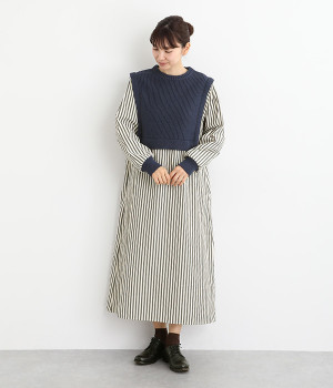 コットンアクリルバルキードッキングワンピース