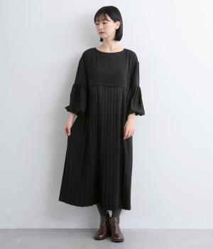デシンジョーゼットバルーン袖プリーツワンピース