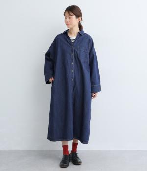デニムフレアタックワンピース(ネイビー-F)