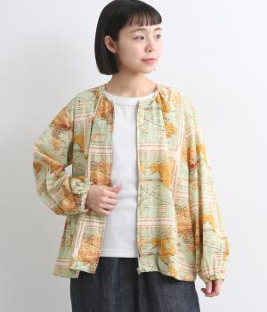 コットンモダールZipブルゾン(マップ柄-F)