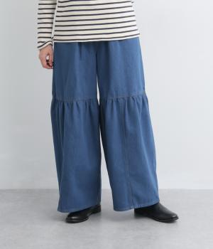 デニム切替ワイドパンツ