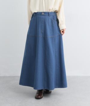 デニム切替スカート
