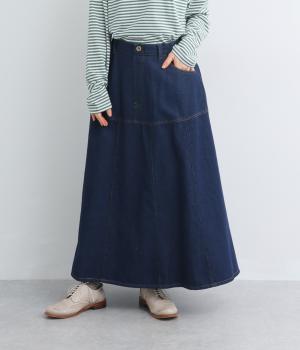 デニム切替スカート(ネイビー-F)