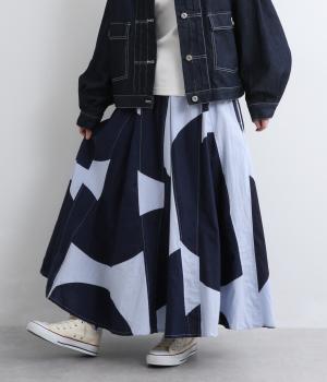 シーチング大柄ドットプリントサーキュラースカート