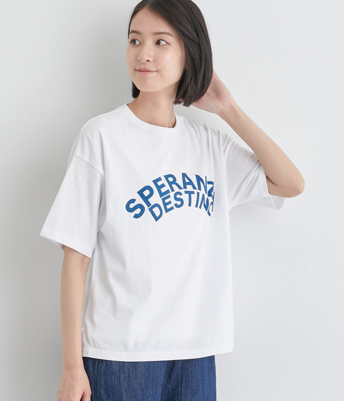 良質天竺ロゴプリント6分袖Ｔシャツ