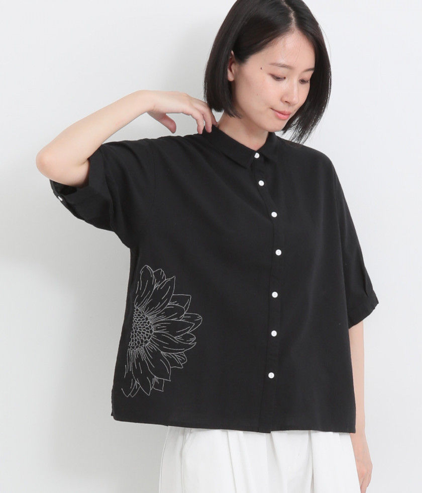 シャリシャリオックス刺繍半袖シャツ