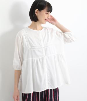 コードコットンレースプルオーバー(ホワイト-ONESIZE)