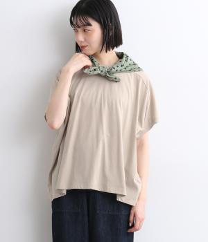 30天竺スカーフ変形ワイドTシャツ(グレー-ONESIZE)