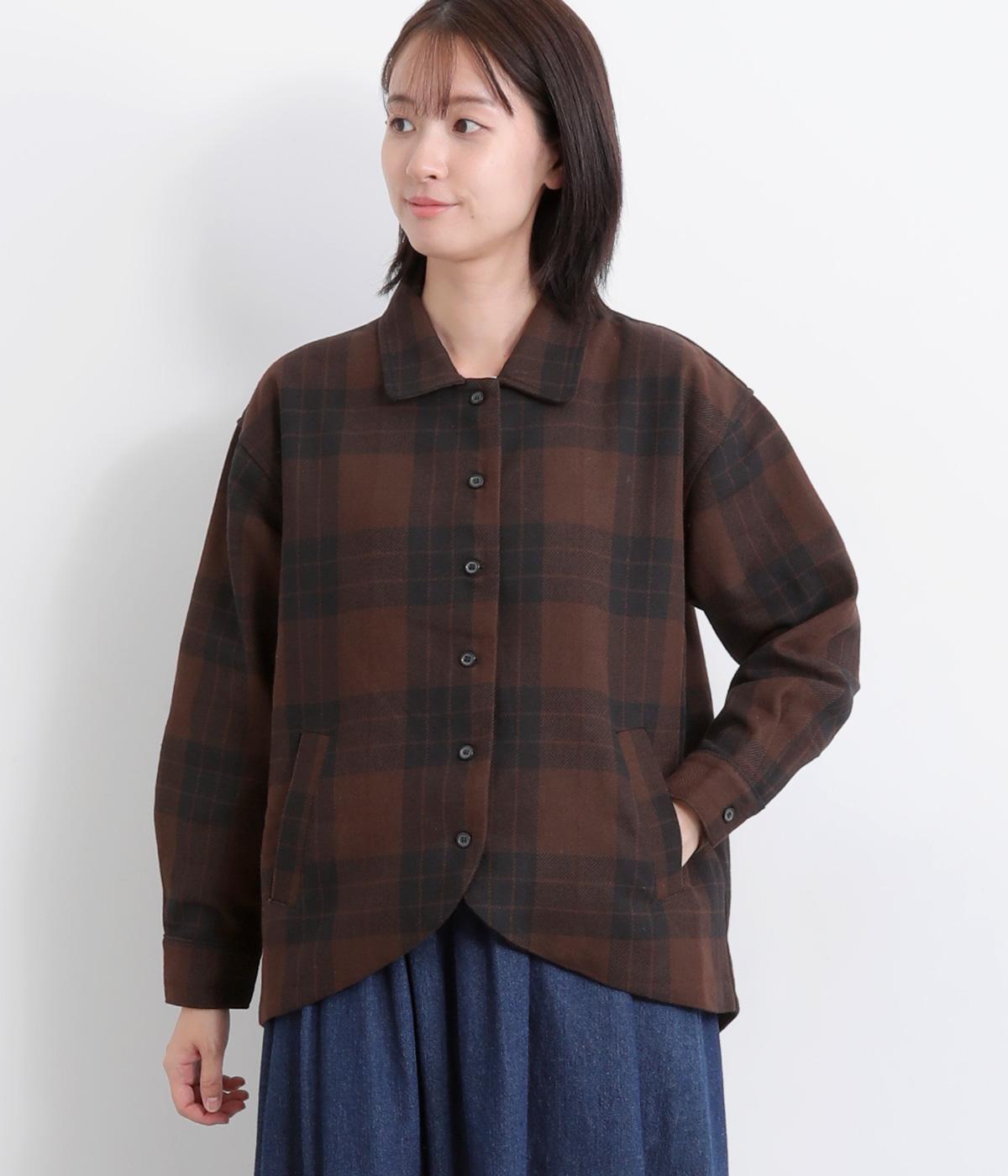 クラシカルチェックジャケット(ブラウン-F)