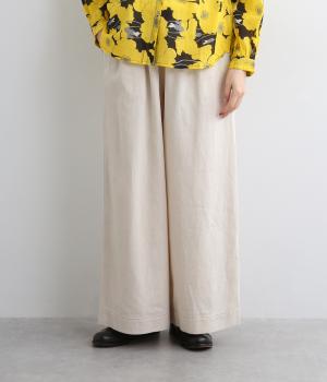 コットンリネンデニムワイドパンツ