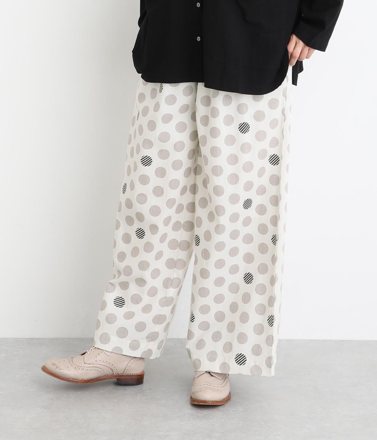シーチングドットプリントワイドパンツ(ホワイト-F)