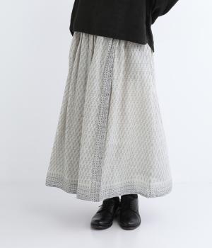 ブロックプリントラップスカート