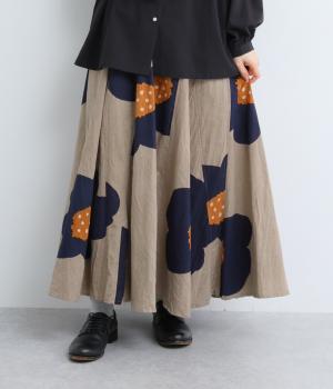 ヴィンテージ加工大花プリントサーキュラースカート