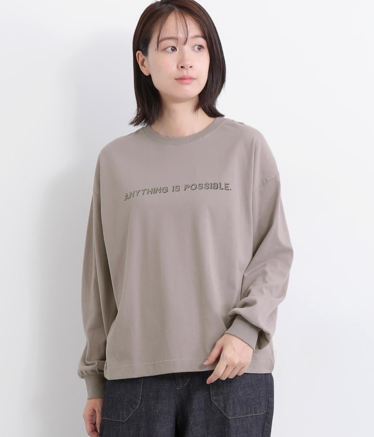 天竺ロゴプリントロングTee(チャコール-F)