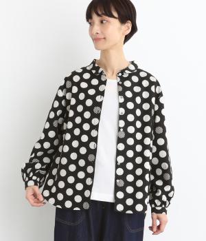 シーチングドットプリント長袖シャツ