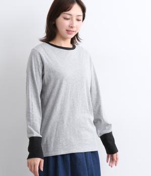 天竺配色クルーネック