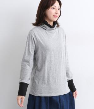 天竺配色2枚重ねタートルネック