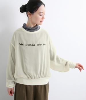 シアー天竺ロゴプリント配色クルーネック(ホワイト×ホワイト-F)