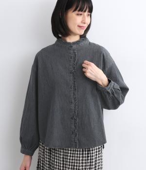 デニムフリルシャツ(ブラック-F)