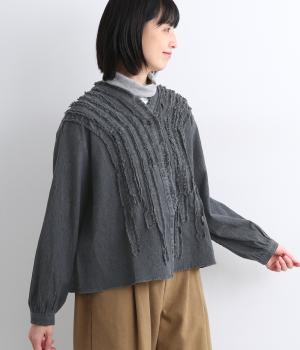 デニムフリンジカーディガン(ブラック-F)