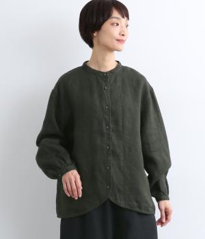 リネン起毛シャツジャケット(カーキ-F)