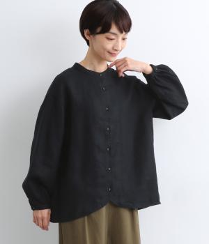 リネン起毛シャツジャケット(ブラック-F)