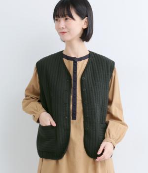 キルティング天竺ベスト(ブラック-F)