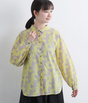 ヴィンテージ加工鳥プリントレギュラーシャツ