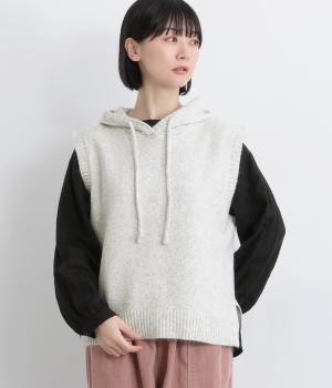 7Ｇニットフードベスト(グレイ-F)