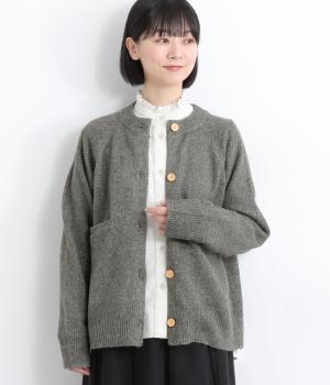 7Ｇニットクルーネックカーディガン(チャコール-F)